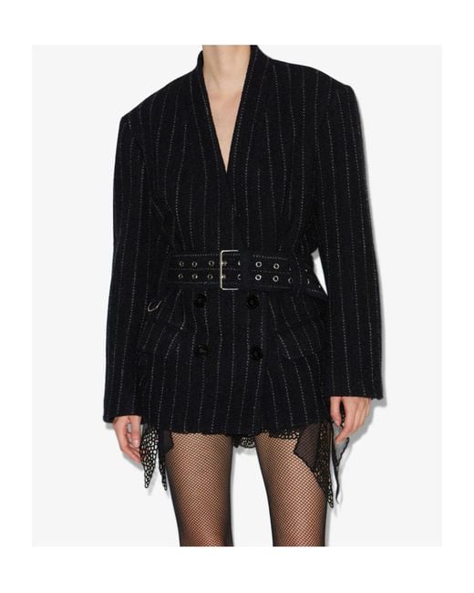 Isabel Marant Blue Striped Belted Jacket