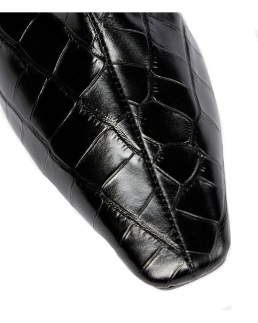 Totême Black Croc-Effect Leather Knee-High Boots
