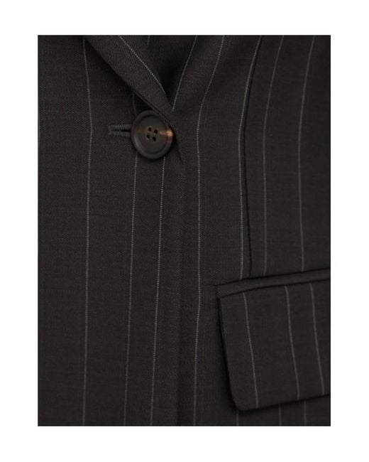 Brunello Cucinelli Black Pinstripe Wool Suit-Type Blazer