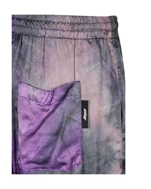 MSGM Blue Tie-Dyed Elasticated Waistband Shorts for men