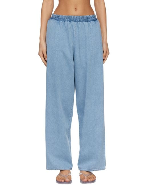 Baserange Blue Elasticated Light Wash Trousers