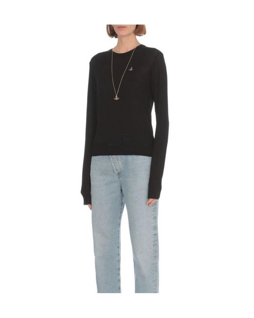 Vivienne Westwood Black Orb Embroidered Knit Jumper