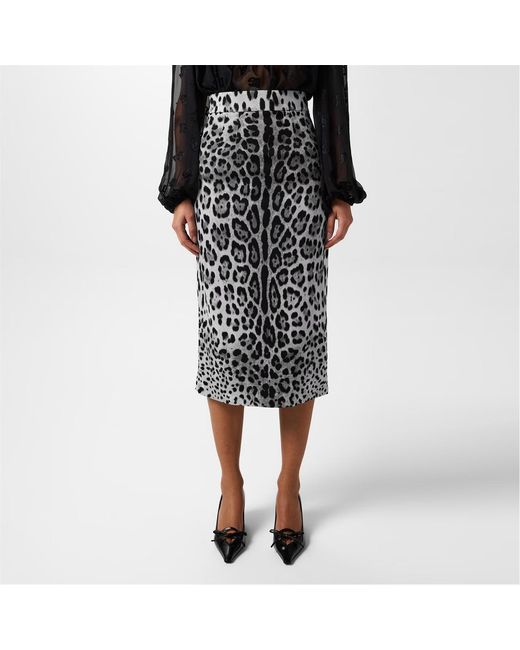 Dolce & Gabbana Black Animal Print Skirt
