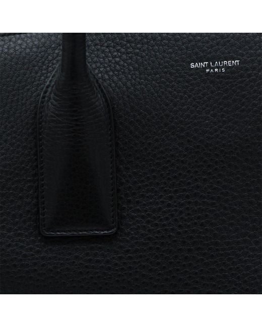 Saint Laurent Black Logo Stamp Zip-Up Tote Bag for men