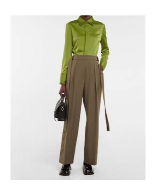 Proenza Schouler Natural Cutout High-Rise Wool-Blend Pants