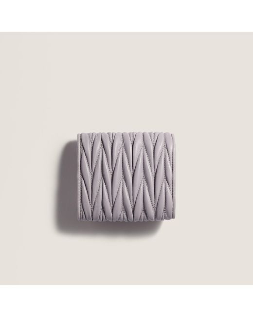 Miu Miu White Matelassé Logo-Lettering Wallet
