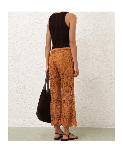 Zimmermann Brown Coco Lace Flared Pants