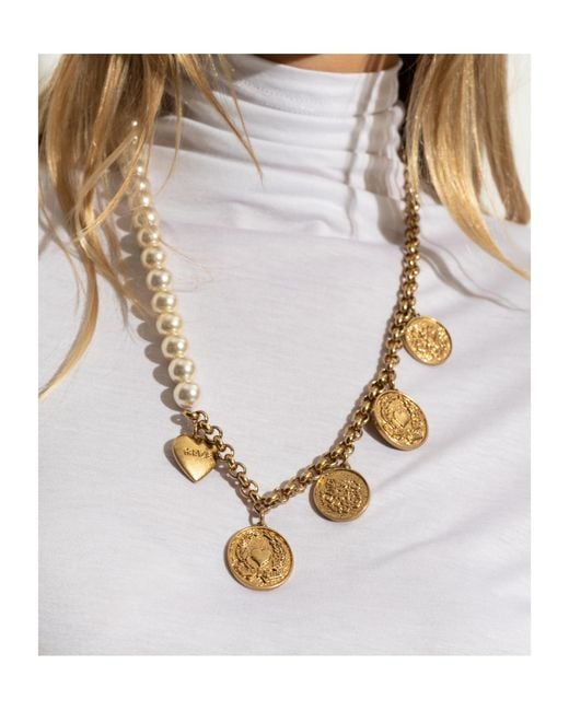 Moschino Metallic Pendants Detailed Necklace