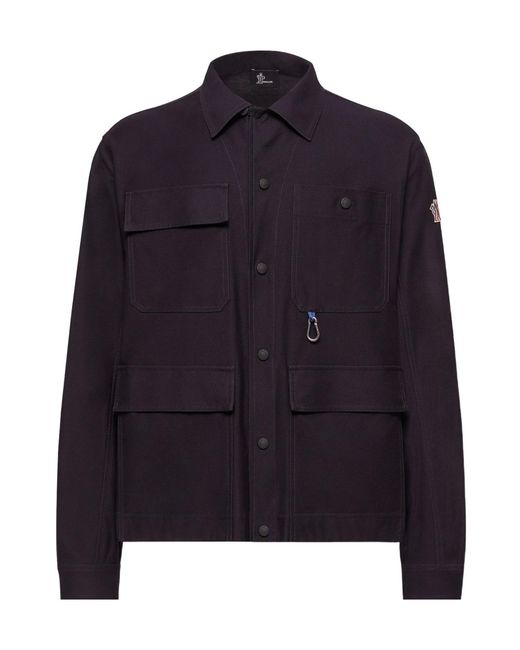 Moncler Blue Cotton Gabardine Shirt Jacket for men