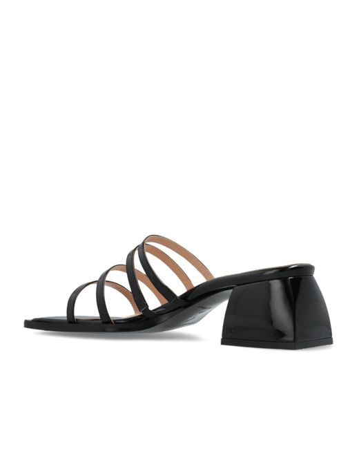 NODALETO White Strappy Block Heel Sandals