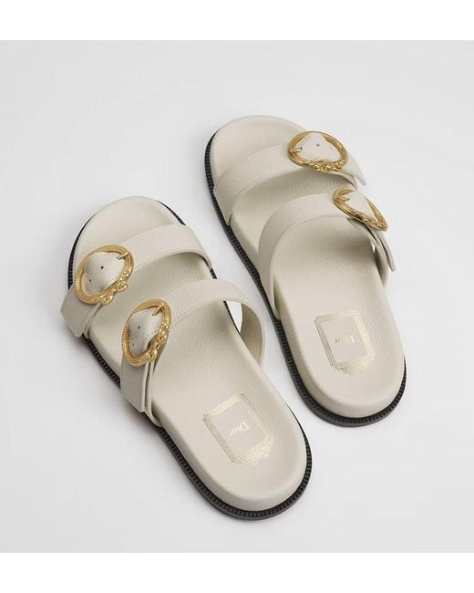 Dior White Médaillon Buckle Slide