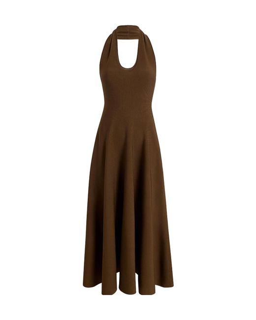 Khaite Brown Halter Neck Dress