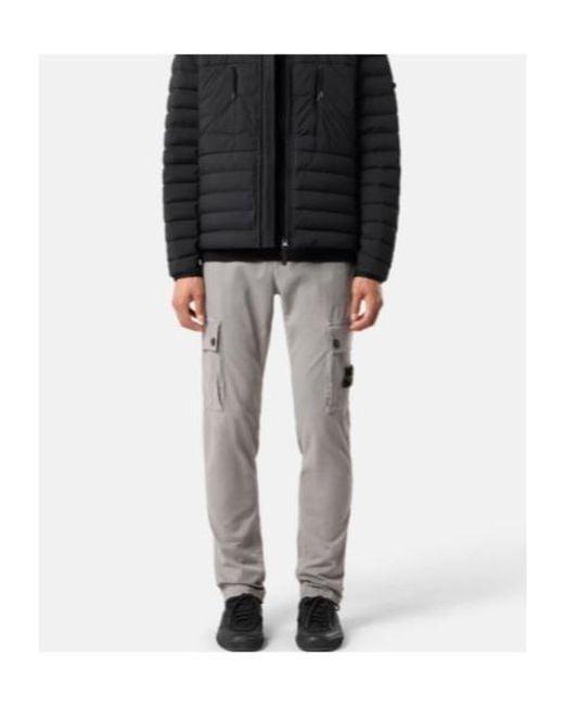 Stone Island Gray Slim-Fit Cargo Trousers With Zip Hand Pockets for men