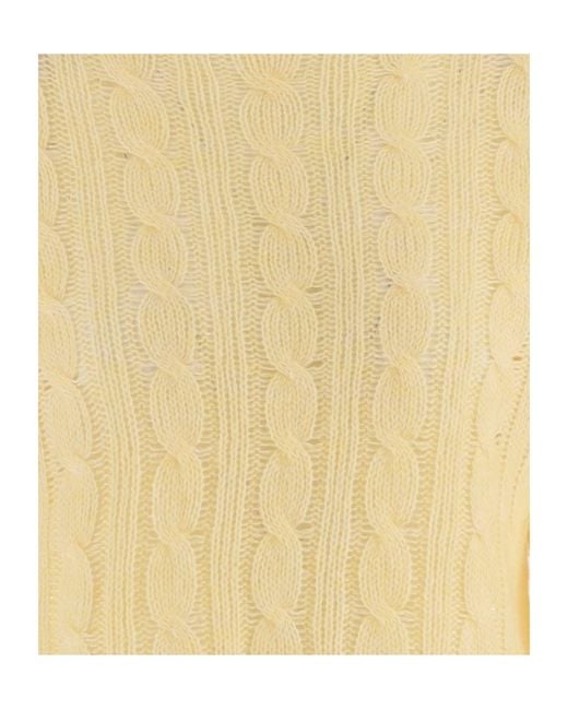 Guest In Residence Yellow Cable-Knit Crew-Neck Sweater