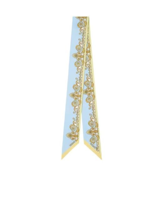 Versace Blue Baroque-Print Scarf