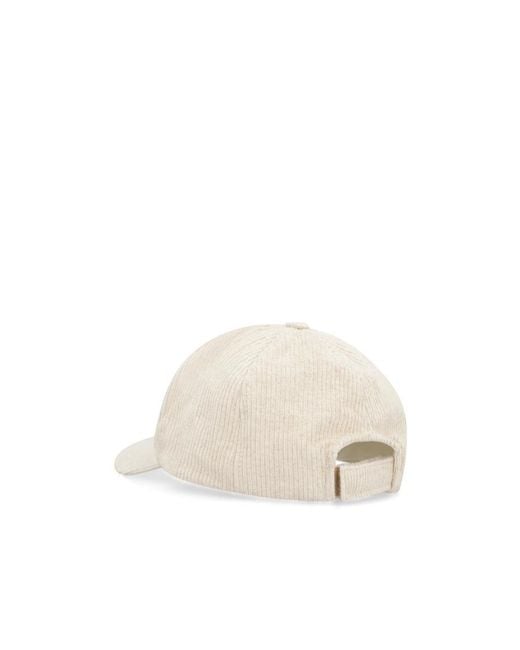 Isabel Marant White Logo Embroidered Corduroy Baseball Cap for men
