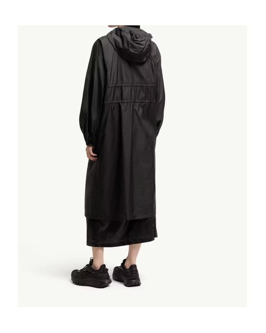 Moncler Black Drawstring Hooded Long Jacket