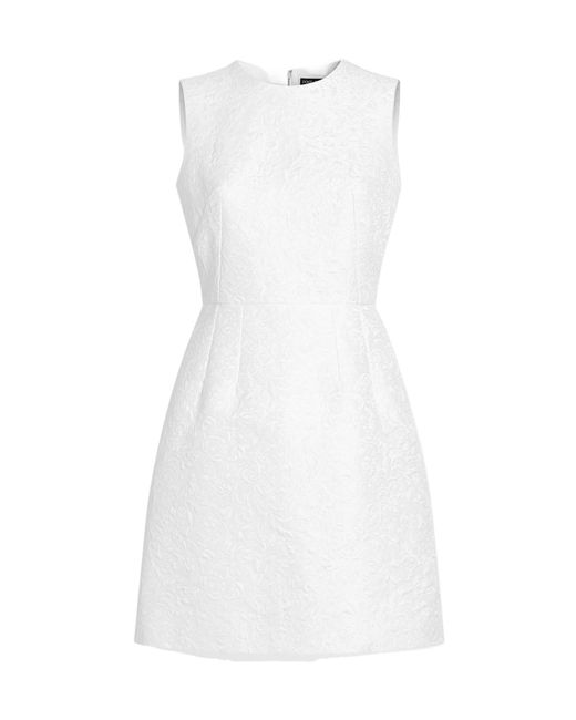 Dolce & Gabbana White Floral Jacquard Mini Dress