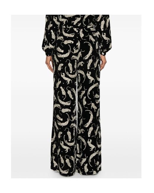 Forte_forte Black Leopard-Print Velvet-Effect Trousers
