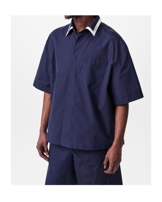 Gucci Blue Logo Short Sleeve Shirt for men