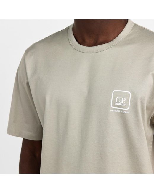 C P Company White Logo Crew Neck T-Shirt for men