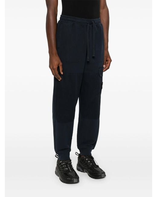 Stone Island Black Compass Patch Drawstring Track Pants for men