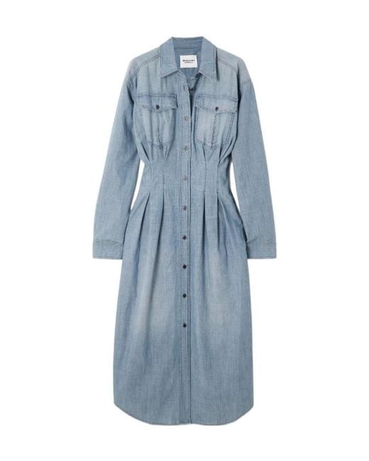 Isabel Marant Blue Nolwen Cotton-Chambray Midi Shirt Dress