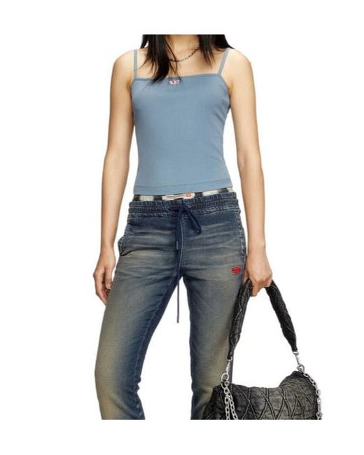 DIESEL Blue T-Hop-D Logo Embroidered Cami Top