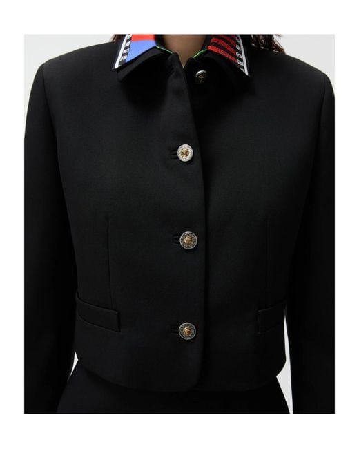 Versace Black Medusa-Button Cropped Jacket
