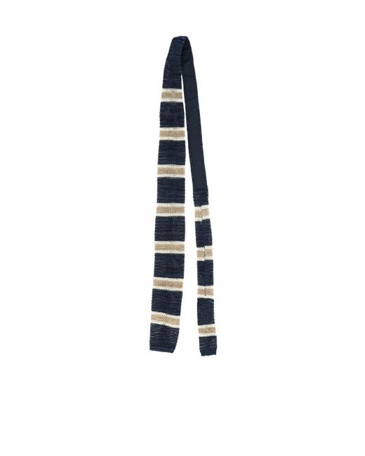Brunello Cucinelli White Open-Knit Cotton-Linen Scarf for men