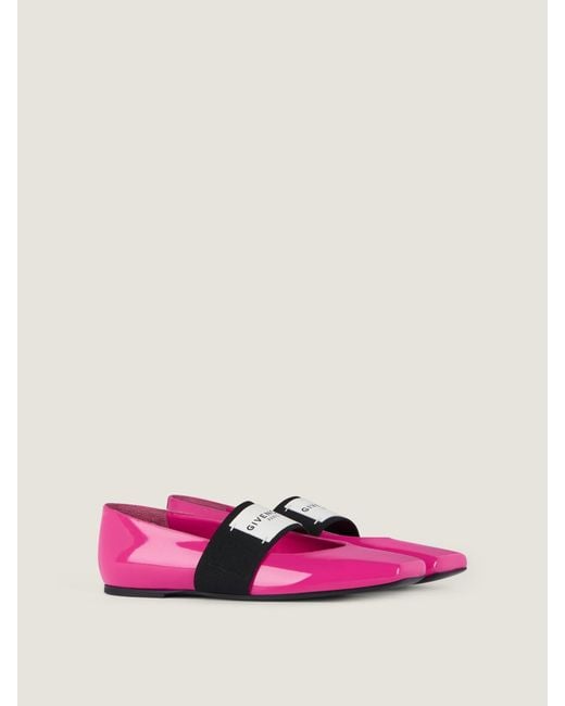 Givenchy Pink Shiny Logo Strap Ballet Flats