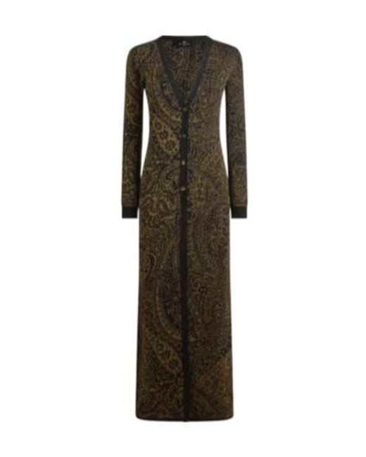 Etro Multicolor Paisley Jacquard Lurex Thread Maxi Cardigan