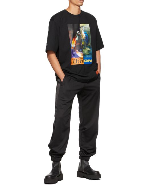Heron Preston Black Ss Tee Os Split Herons for men