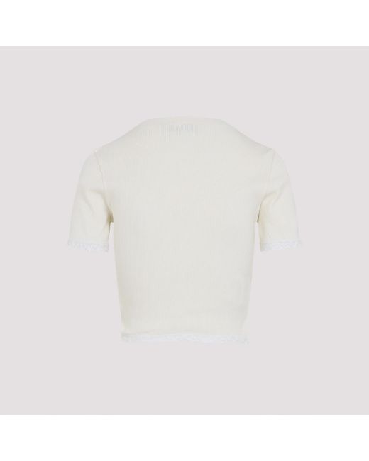 Miu Miu White Lace-Trimmed Top