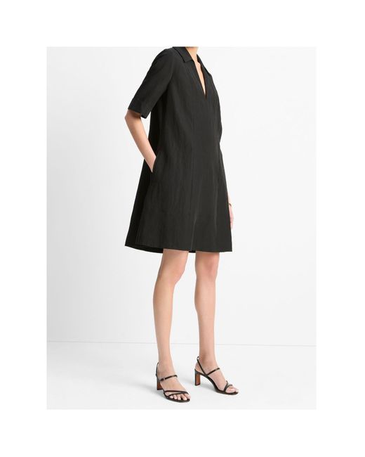 Vince Black Short Sleeve Shirt Dress