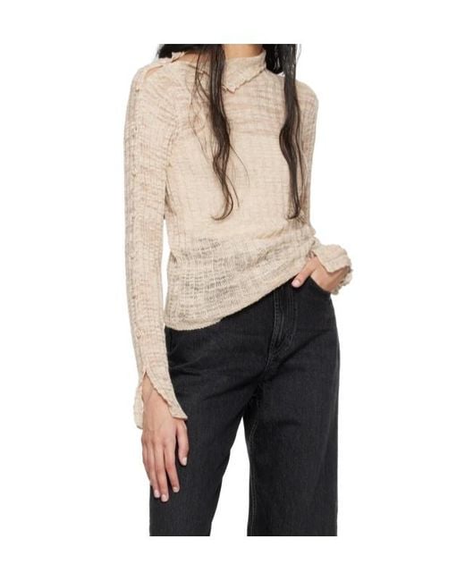 Acne Natural Sheer Ribbed Turtleneck Pullover