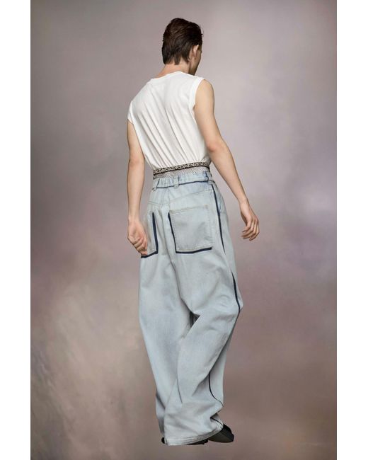 Maison Margiela Blue Memory Wide-Leg Pleated Jeans