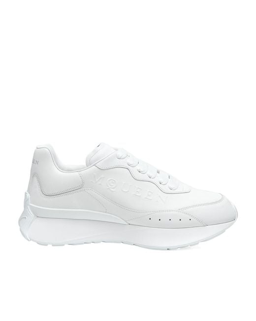 McQueen White Embossed Logo Low-Top Sneakers