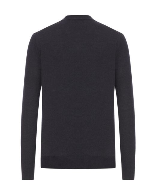 Fendi Blue Crewneck Long-Sleeve Knitted Jumper for men