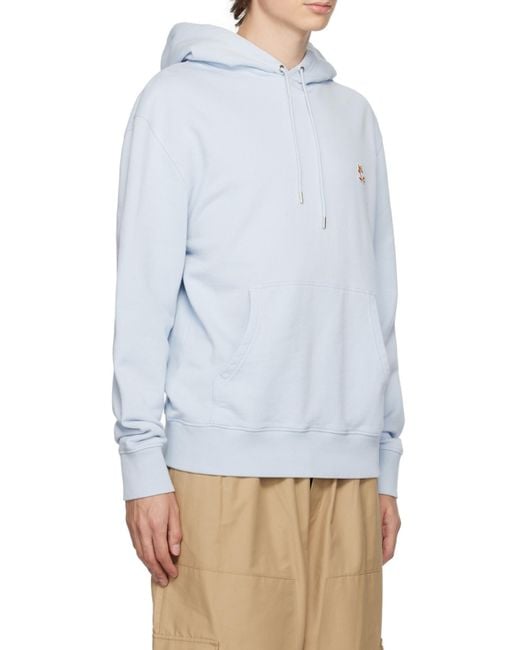 Maison Kitsuné Blue Maison Kitsuné Fox Embroidered Drawstring Hoodie for men