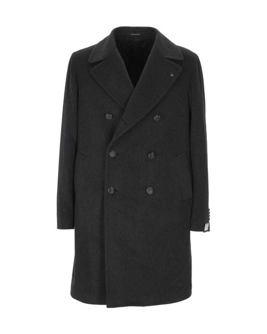 Tagliatore Black Long-Sleeved Coat for men