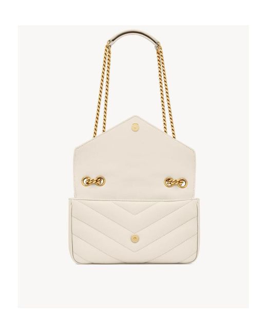 Saint Laurent White Loulou Matelassé Small Shoulder Bag