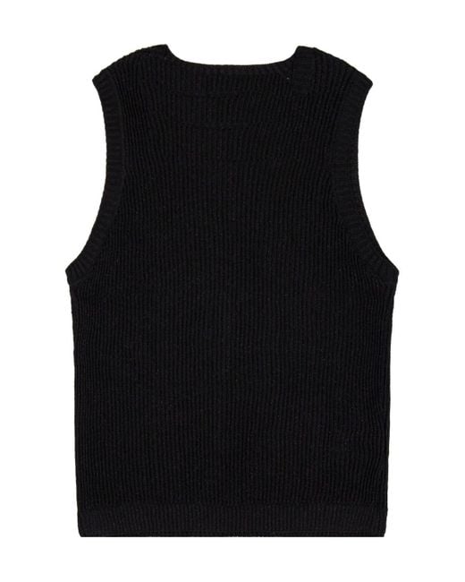 Laneus Black Ribbed Crewneck Top for men