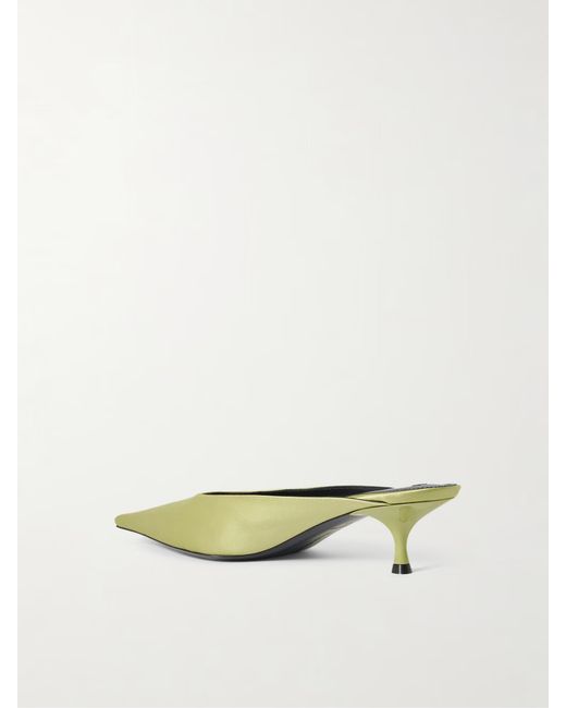 Victoria Beckham Green Kitten Heel Mules