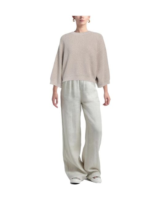 Brunello Cucinelli Natural Waffle-Knit Top