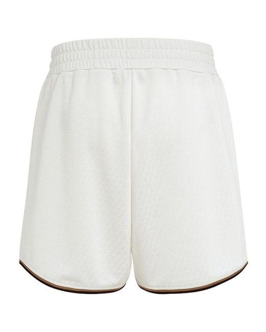 Fendi White Ff Jacquard Elasticated Waistband Shorts for men