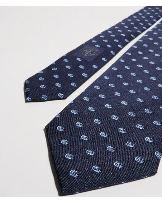 Gucci Blue Double G Pattern Tie for men