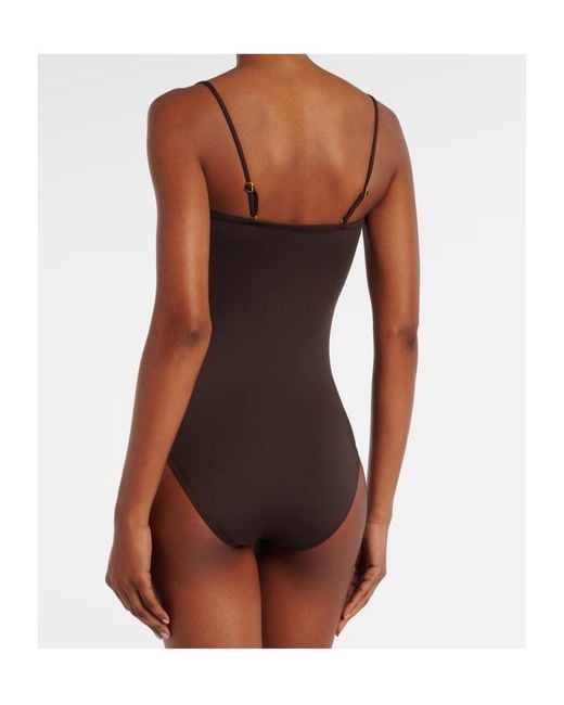 Nili Lotan Brown Pleated One-Piece Swimsuit