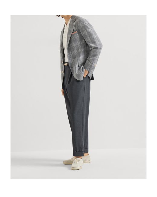Brunello Cucinelli Gray Notched-Lapel Blazer for men