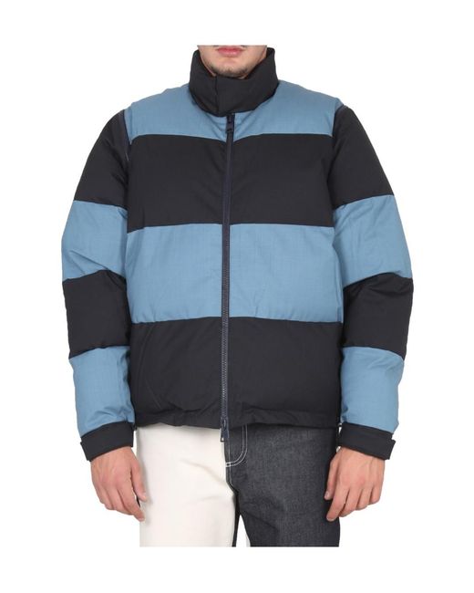 Sunnei Blue Striped Zipper Down Jacket for men